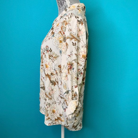 Zara Basic Collection Floral Button Front Blouse - Picture 4 of 16